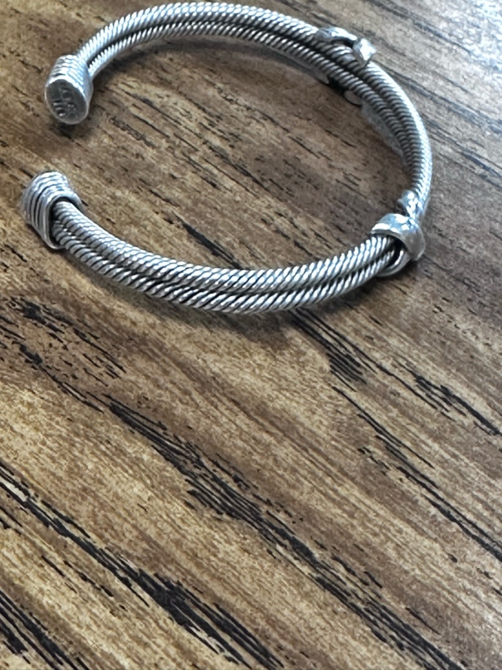 Taxco Silver Twisted Cable Open Cuff Bracelet - Picture 3 of 5